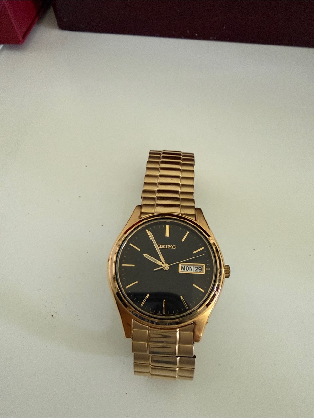 Seiko Gold-Tone Bracelet Watch with Black Dial